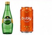 Perrier and bubly bottle and can, carbonated water accepted for CRV