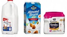 Milk, Almond Breeze and Similac containers, non-eligible for CRV